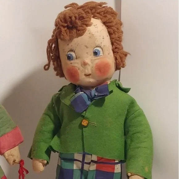 Vintage Susie q and Bobby q ultra rare 15-in 1938 cloth doll